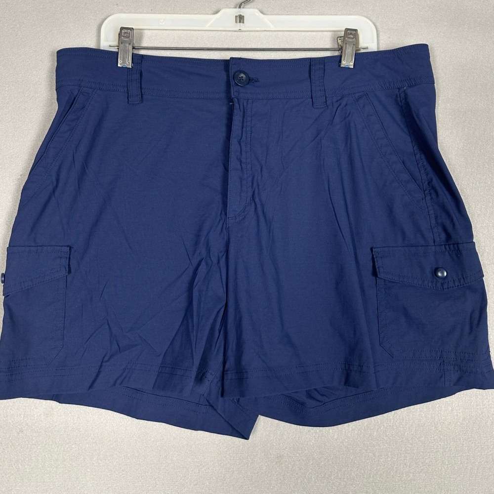Eddie Bauer Shorts Womens 16 Navy Blue Cargo Stretch Hiking Outdoor Camping EUC